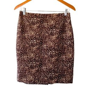 Talbots Animal Print Pencil Skirt Women’s Size 2 Petite Neutral Brown